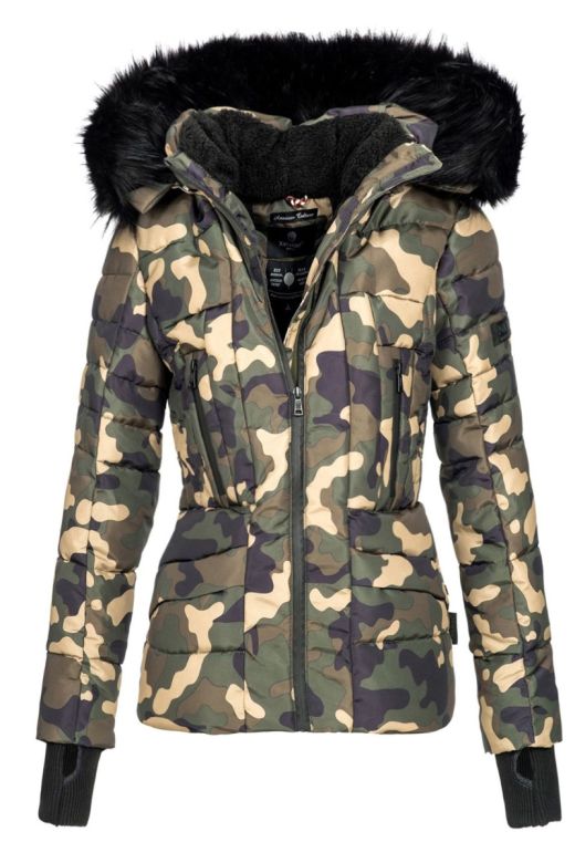 Dame vinterjakke med pels - Adele Camo