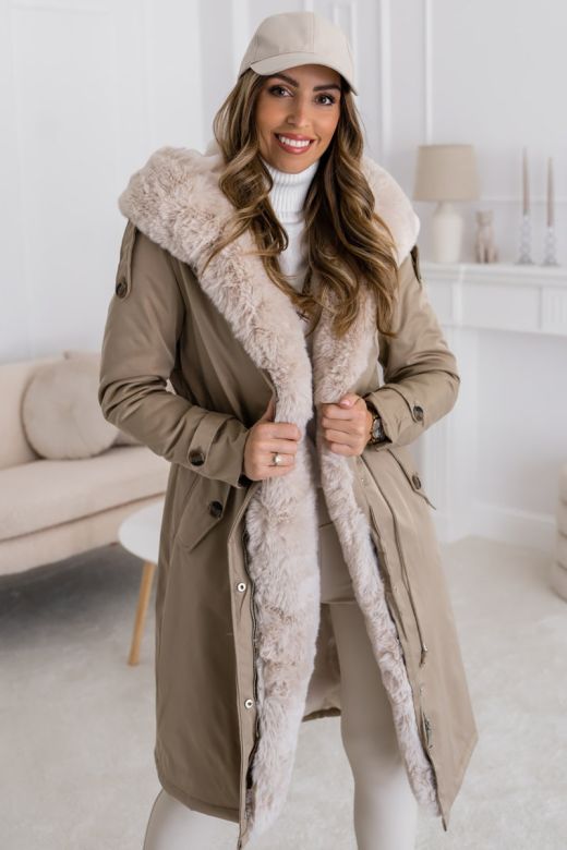 Dame pelsjakke model Rimini i mørk Beige