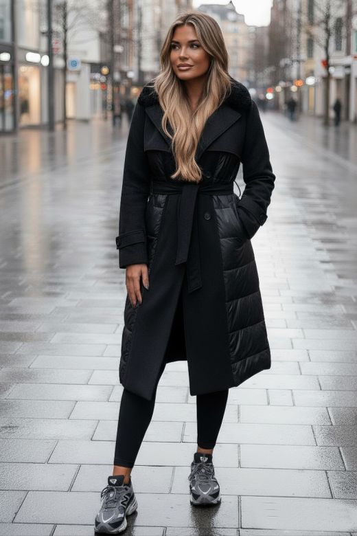 Dame Trenchcoat Vinterjakke model Pauline Sort
