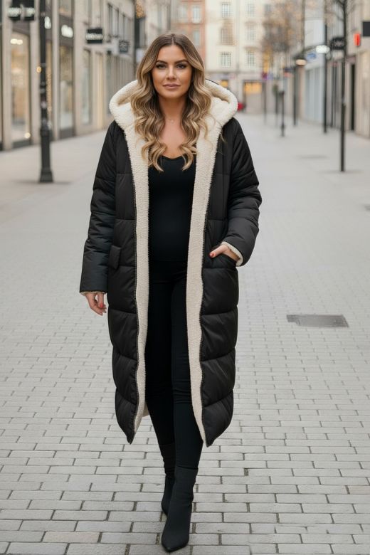 Dame Vendbar Vinterjakke model luca i sort