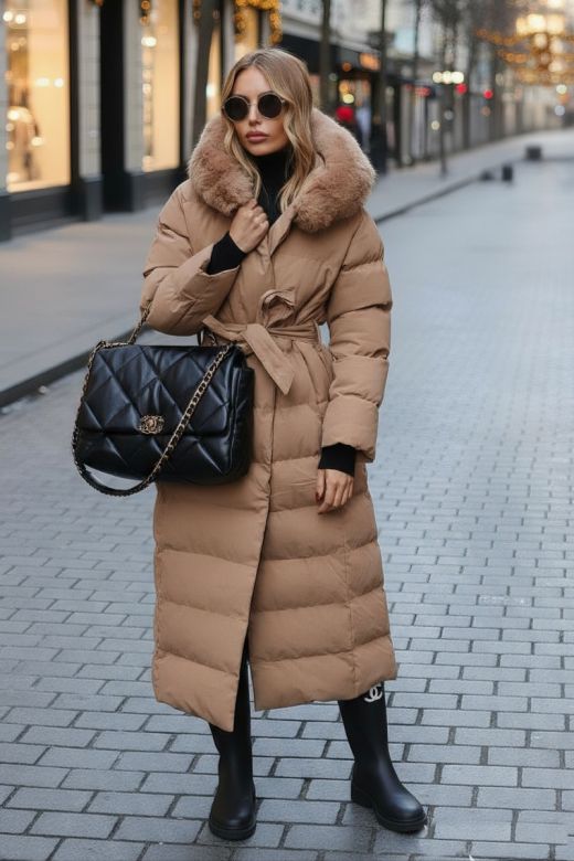 Dame vinter jakke model Christal i Camel