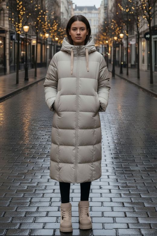 Dame Vinterjakke i Dansk design model Ayla i Beige