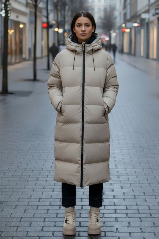 Dame Vinterjakke i Dansk design model Enya i Beige