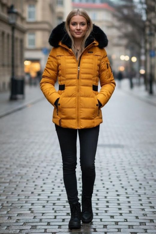 Dame Vinterjakke Melikas i Gul