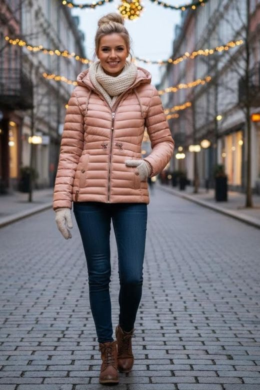 Dame dyne jakke  Aniya i Light Rose