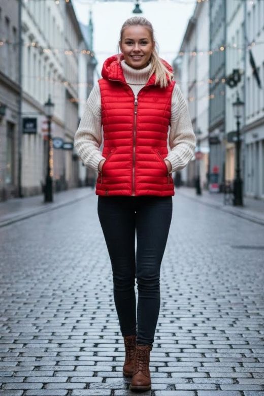 Dame sommer / efterårs vest shada - Rød