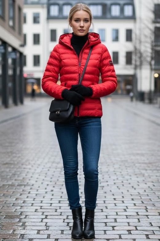 Damejakke kort model Navahoo Neevia i Rød