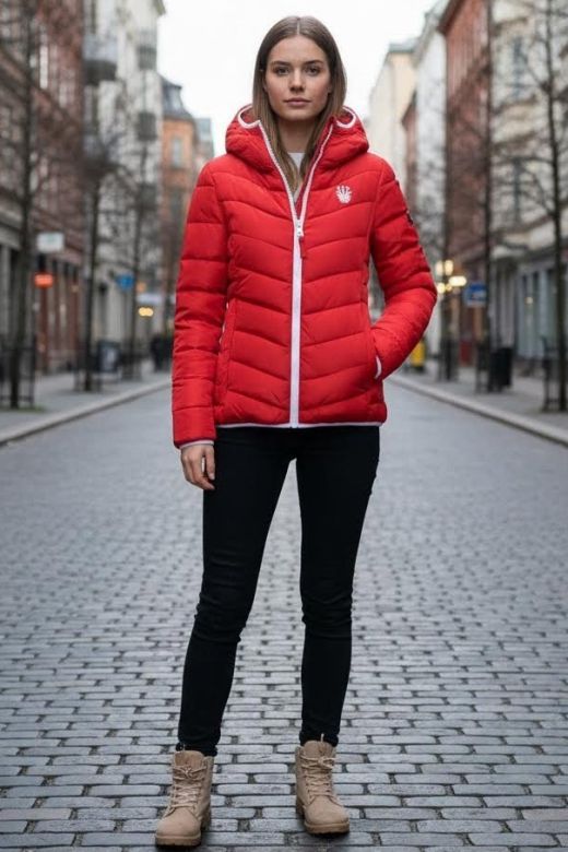 Sporty kort vinterjakke - Rød