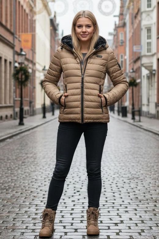 Dame jakke foret model Jaylaila i Taupe Beige