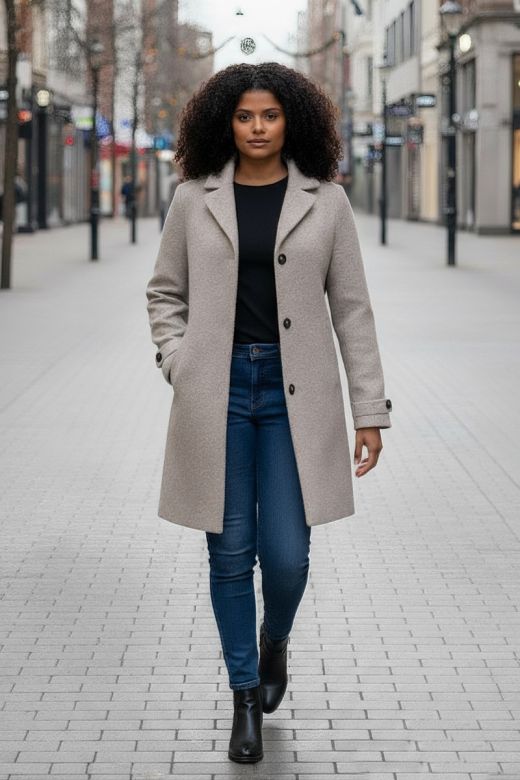 Flot Dame uld frakke i Beige