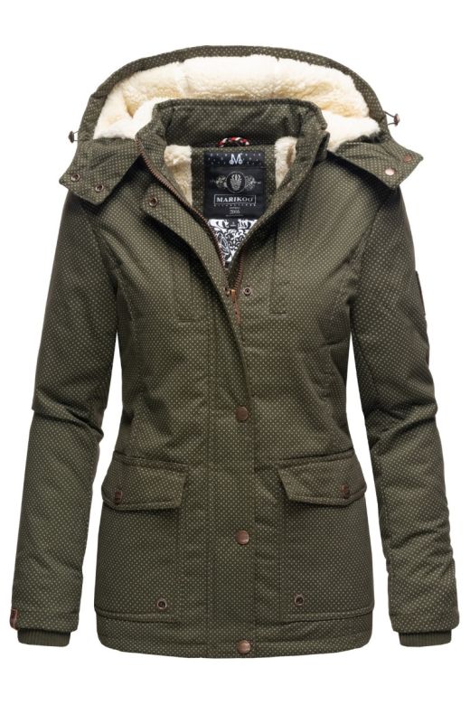 Dame Bomulds vinterjakke Marikoo Keikoo - Olive Dot