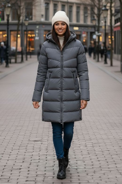 Lækker Dame Vinterjakke model Adele - Grå