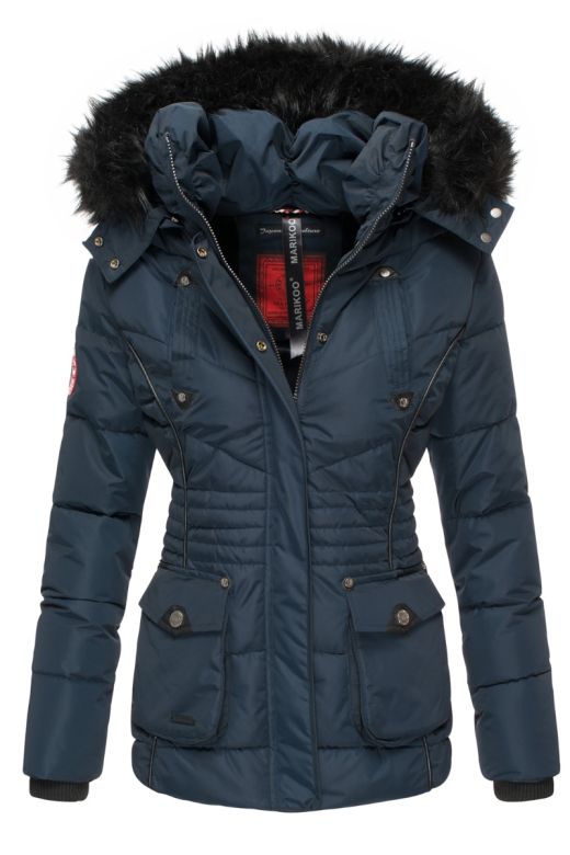 Dame vinterjakke med pels Vanilla - Navy