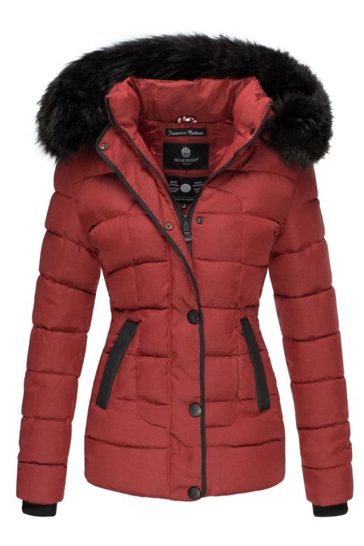 Dame vinterjakke med pels - Unique i Rød