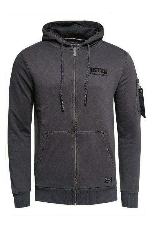 Sweat Hoodie med lynlås fra Rusty Neal - Mørk Grå