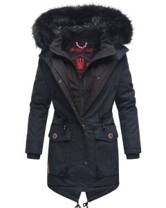 Dame Vinter jakke med sort pels - Kugel Navy