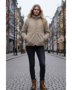 Let fleece Jakke i Beige