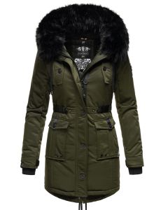Dame Vinterjakke med pels Luluna Prinsess - Olive