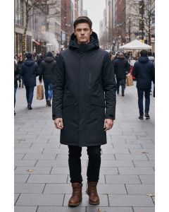 Lang Herre Parka Vinter jakke model Farrell i sort