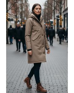 Dame Vinterjakke i Dansk design, Fanny i Taupe Beige