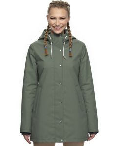 Dame Regnjakke vind og vandtæt model Støvregn i Grå / Grøn