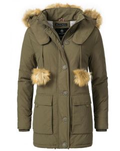 Dame vinterjakke model Camilla med pels - Grøn
