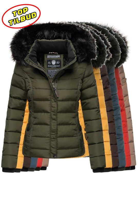 Dame vinterjakke med sort pels model Miamore - Outlet Farver