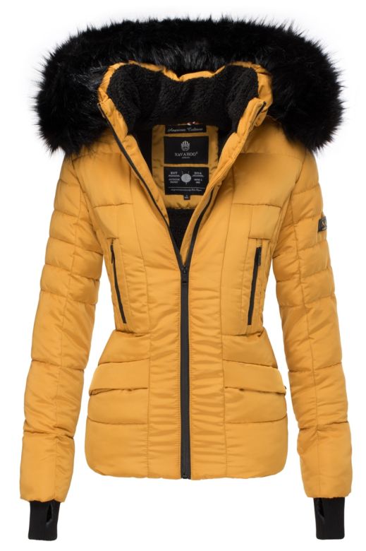 Dame vinterjakke med pels - Adele Gul