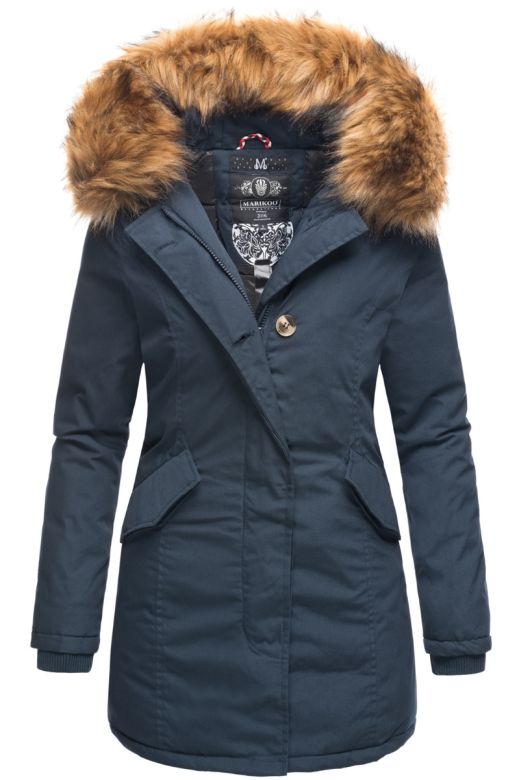 Dame Vinterjakke med pels Karma Prinsess - Navy Blå
