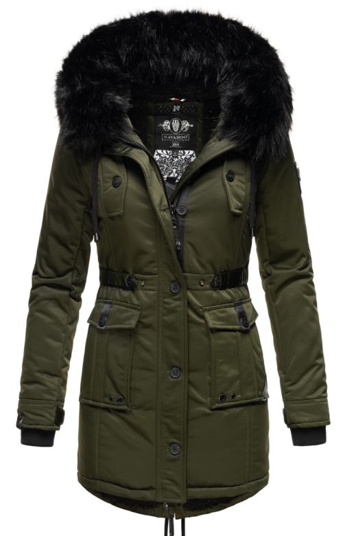 Dame Vinterjakke med pels Luluna Prinsess - Olive