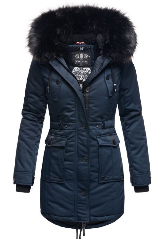 Dame Vinterjakke med pels Luluna Prinsess - Navy