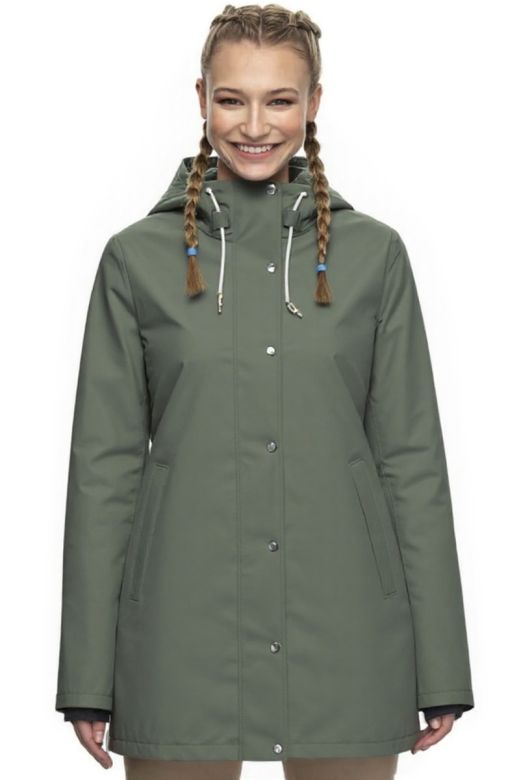 Dame Regnjakke vind og vandtæt model Støvregn i Grå / Grøn
