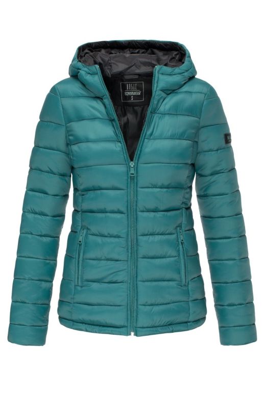 Dame dynejakke med hætte Lucy - Ocean Green