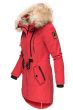 Dame Vinterjakke bomuld med pels model Brombi i Rød