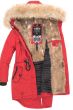 Dame Vinterjakke bomuld med pels model Brombi i Rød