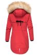 Dame Vinterjakke bomuld med pels model Brombi i Rød