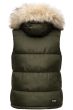 Dame dyne vest med pels model Snefnug i Oliven Grøn