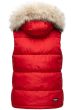 Dame dyne vest med pels model Snefnug i Rød