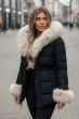 Dame vinter jakke model Sindy i Sort - lys pels
