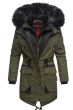 Dame Vinter jakke med sort pels - Kugel Grøn