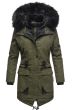 Dame Vinter jakke med sort pels - Kugel Grøn