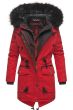 Dame Vinter jakke med sort pels - Kugel Rød