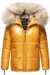 Dame Vinterjakke med stor pels model Tikunas i Gul