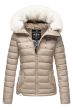 Dame vinterjakke med hvid pels Nasrina Taupe Beige