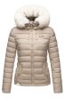 Dame vinterjakke med hvid pels Nasrina Taupe Beige