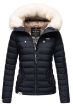 Dame vinterjakke med hvid pels Nasrina Navy Blå
