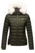 Dame vinterjakke med hvid pels Nasrina Army Grøn