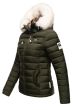 Dame vinterjakke med hvid pels Nasrina Army Grøn