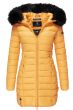 Lang dyne jakke i Gul / Orange med sort pels