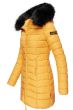 Lang dyne jakke i Gul / Orange med sort pels